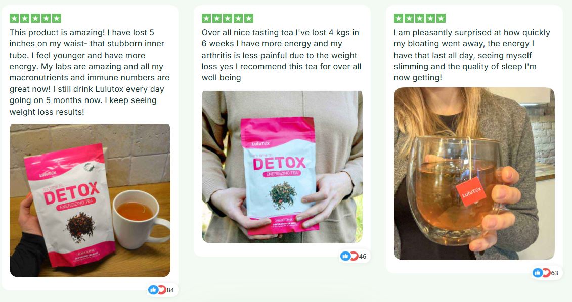 Lulutox Detox Tea customer reviews and testimonials